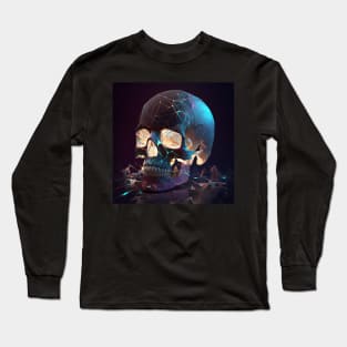 Digital Light Fire Skull Long Sleeve T-Shirt